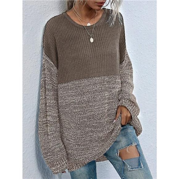 Color Block Long Sleeve Oversized Sweater - Picture 15 of 16